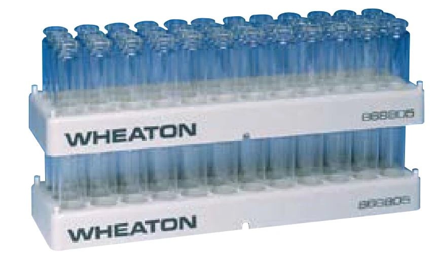 Wheaton Vial Rack, Polypropylene, 36-Place, 23.1mm, 5/Case