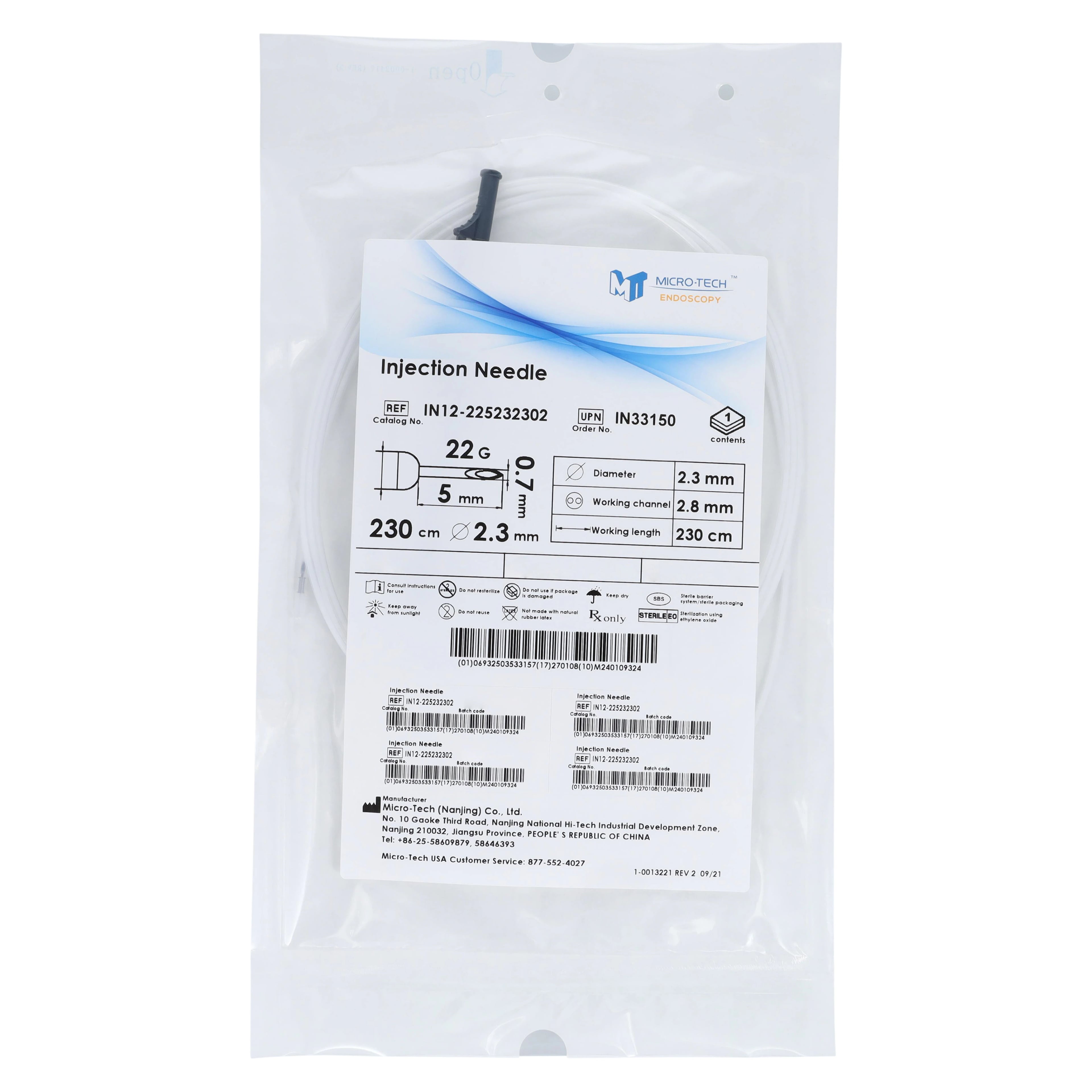 Micro-Tech Endoscopy Injection Needle, Single-Use, 230cm, 10/Box