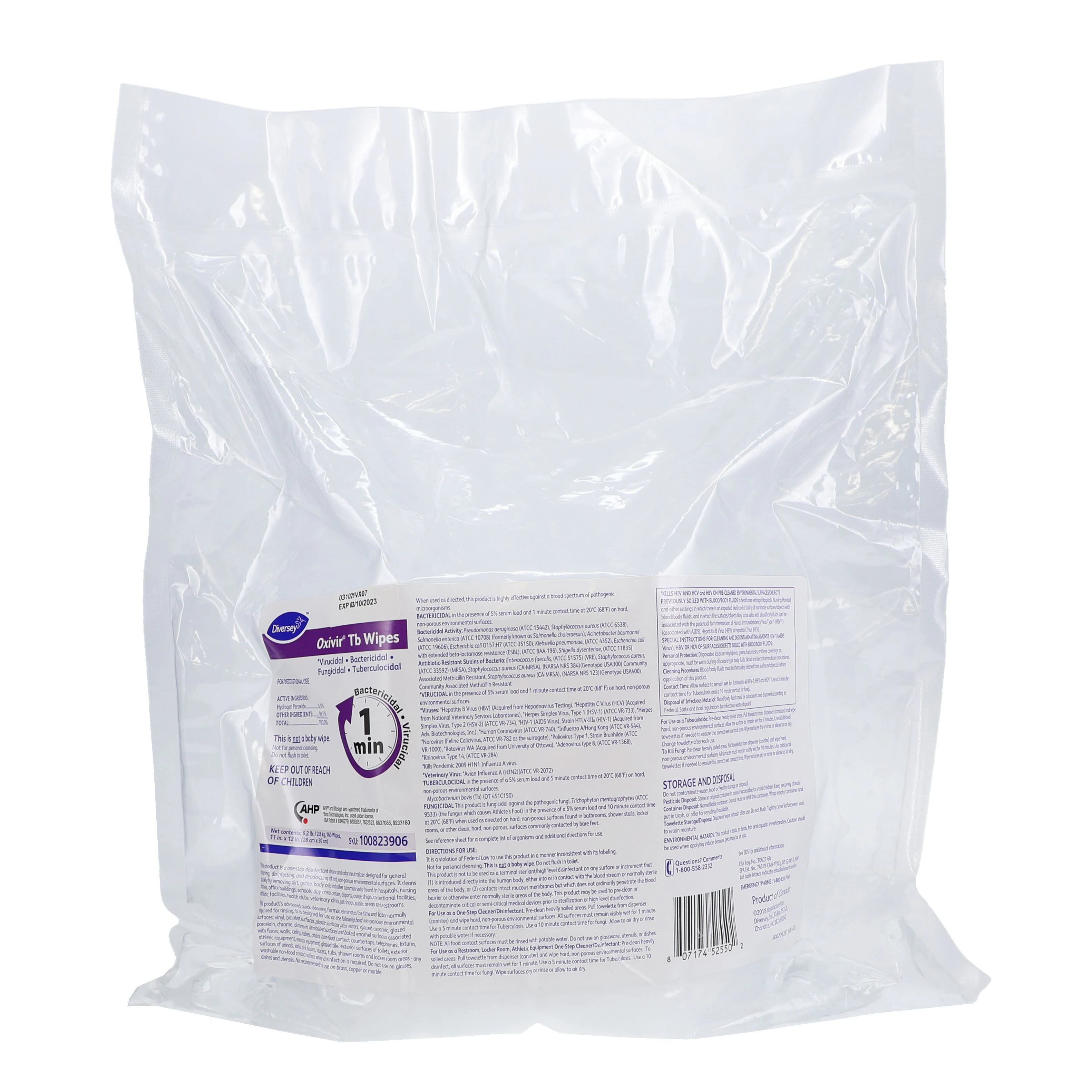 Oxivir TB Wipes, 11 in x 12 in, 160 Count, Refill