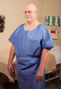 Graham Medical Exam Gown, Slip-On, Non-Woven, Non-Sterile, X-Large, Blue, 36 in x 48 in, 50/Case
