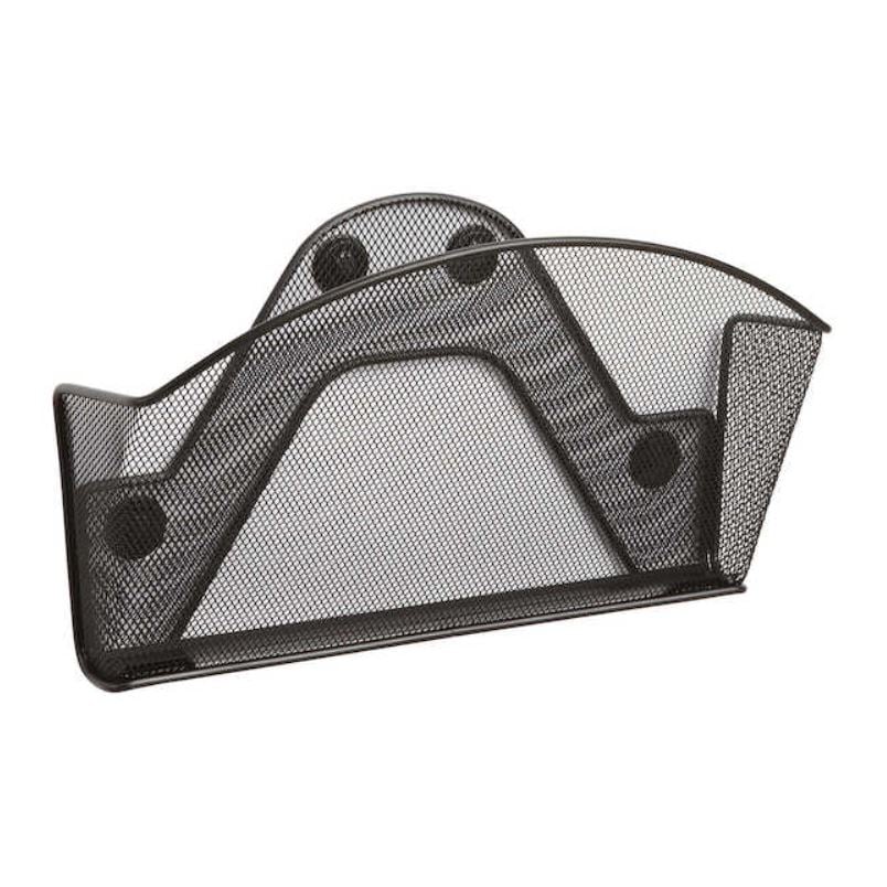 Safco Onyx Magnetic File Pocket, Black Steel Mesh, 13 in x 4.25 in x 7.25 in, 6/Case