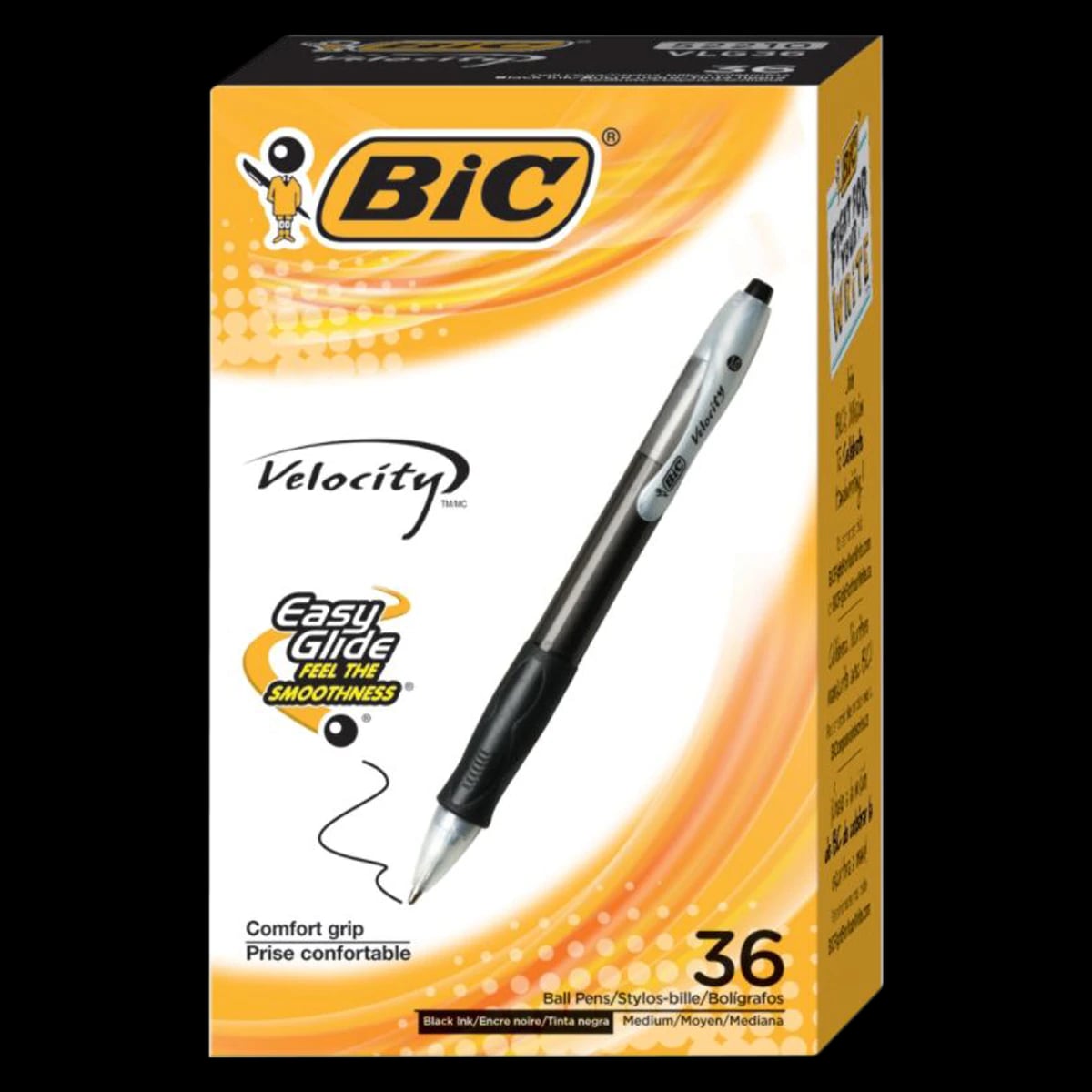 BIC Velocity 153 Retractable Ballpoint Pen, Medium 1.0mm, Black Barrel/Black Ink, 36/Pack