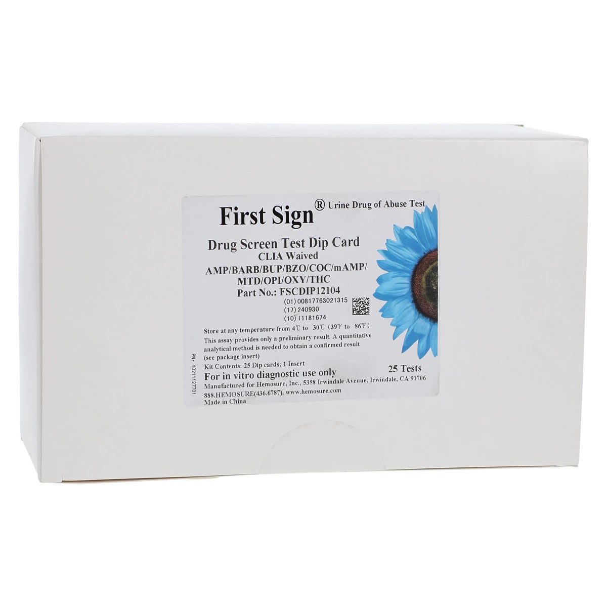 First Sign DOA 10 Panel Drug of Abuse Dip Card, CLIA Waived, 25/Box