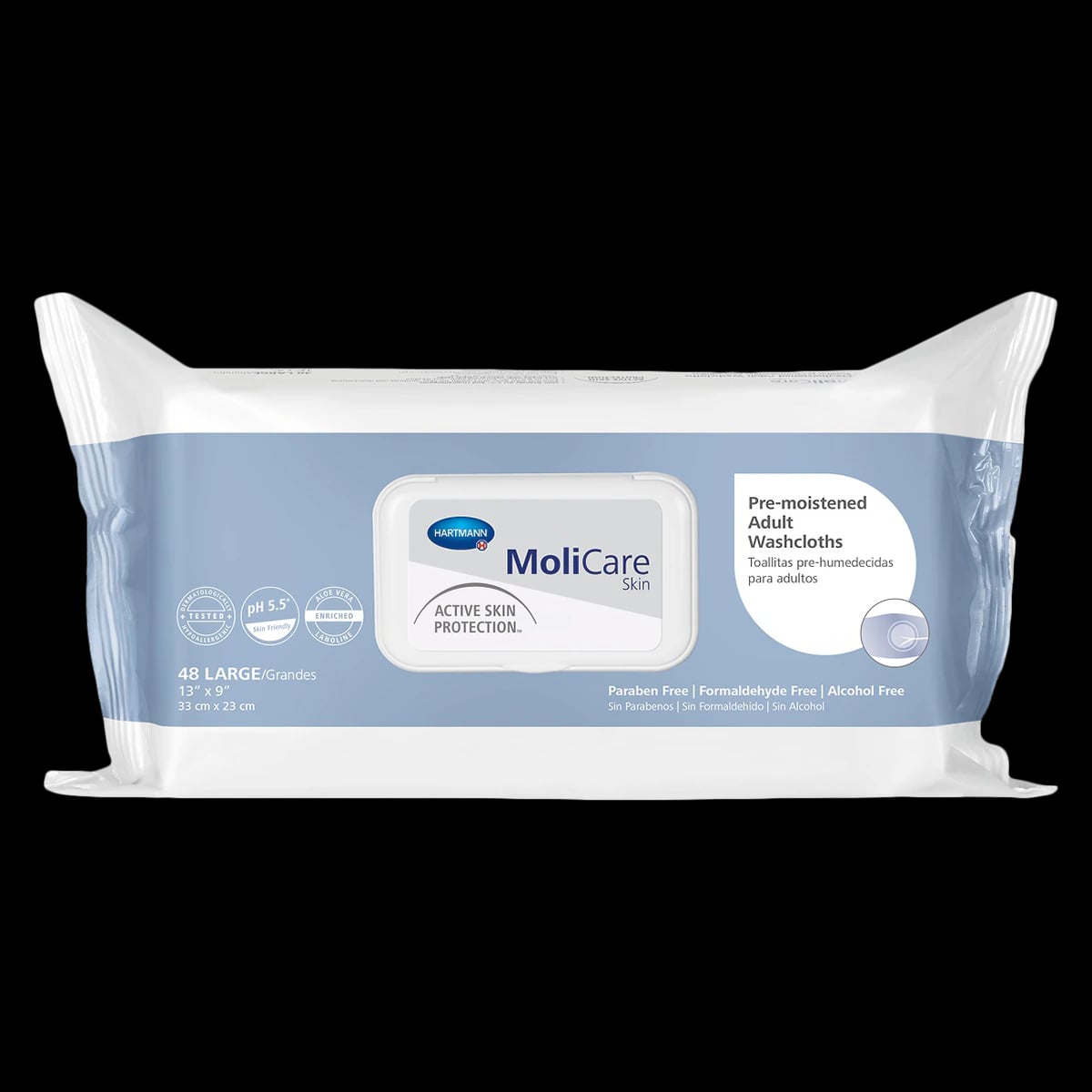 MoliCare PreMoistened Packet Wipes, Aloe Fresh, 13x9", 576/Case