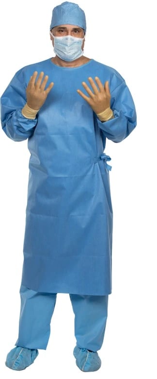 Halyard Spectrum Non-Reinforced Surgical Gown, AAMI Level 3, Medium, Standard Length, Regular Cut, Sterile, Blue, 32/Case