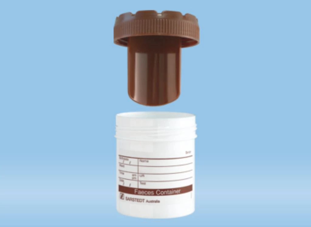 Sarstedt Feces Container, 70mL Polypropylene with Integrated Spoon, Non-Sterile, White, 500/Case