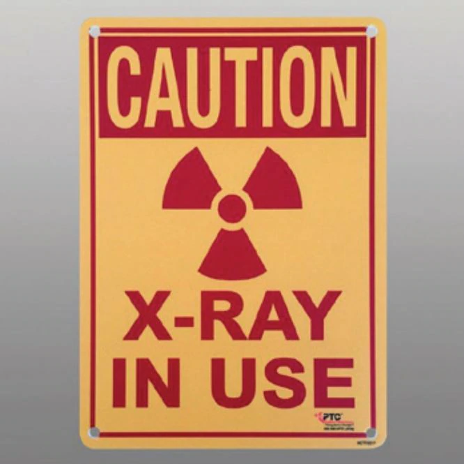 Caution Radiation Sign, 10" x 7", Plastic, Pre-Drilled, 01KYRPXH41ZE0J3KJHHCXFRKF7