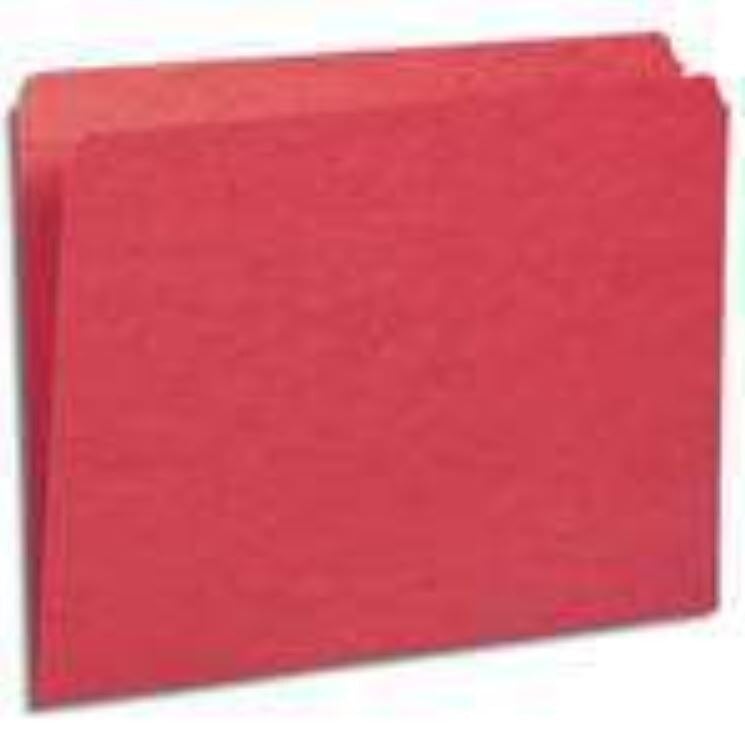 S&W Manufacturing Top Tab File Folder, Letter Size, Red, 500/Case