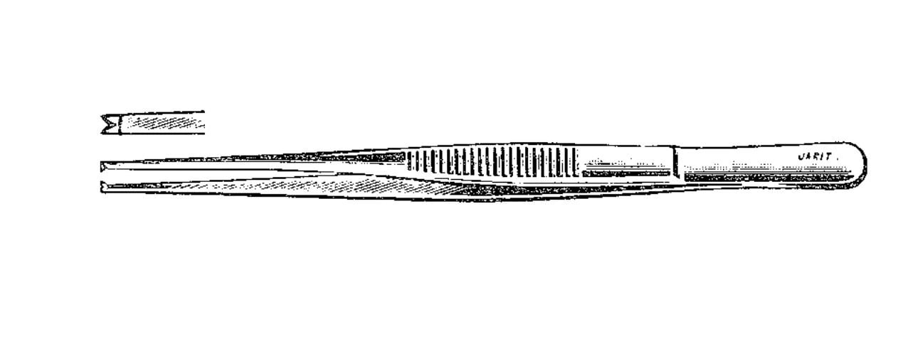 Jarit Tissue Forceps, 6", Matte Finish, 1x2 Teeth