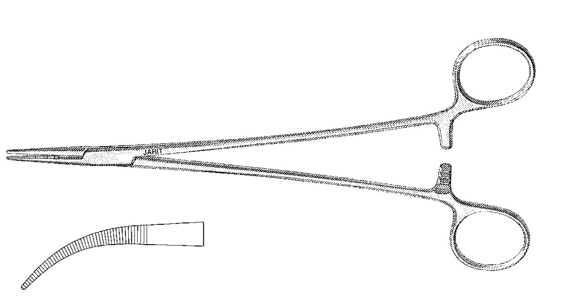 Jarit Adson Hemostatic Forceps, Curved, 7-3/8"
