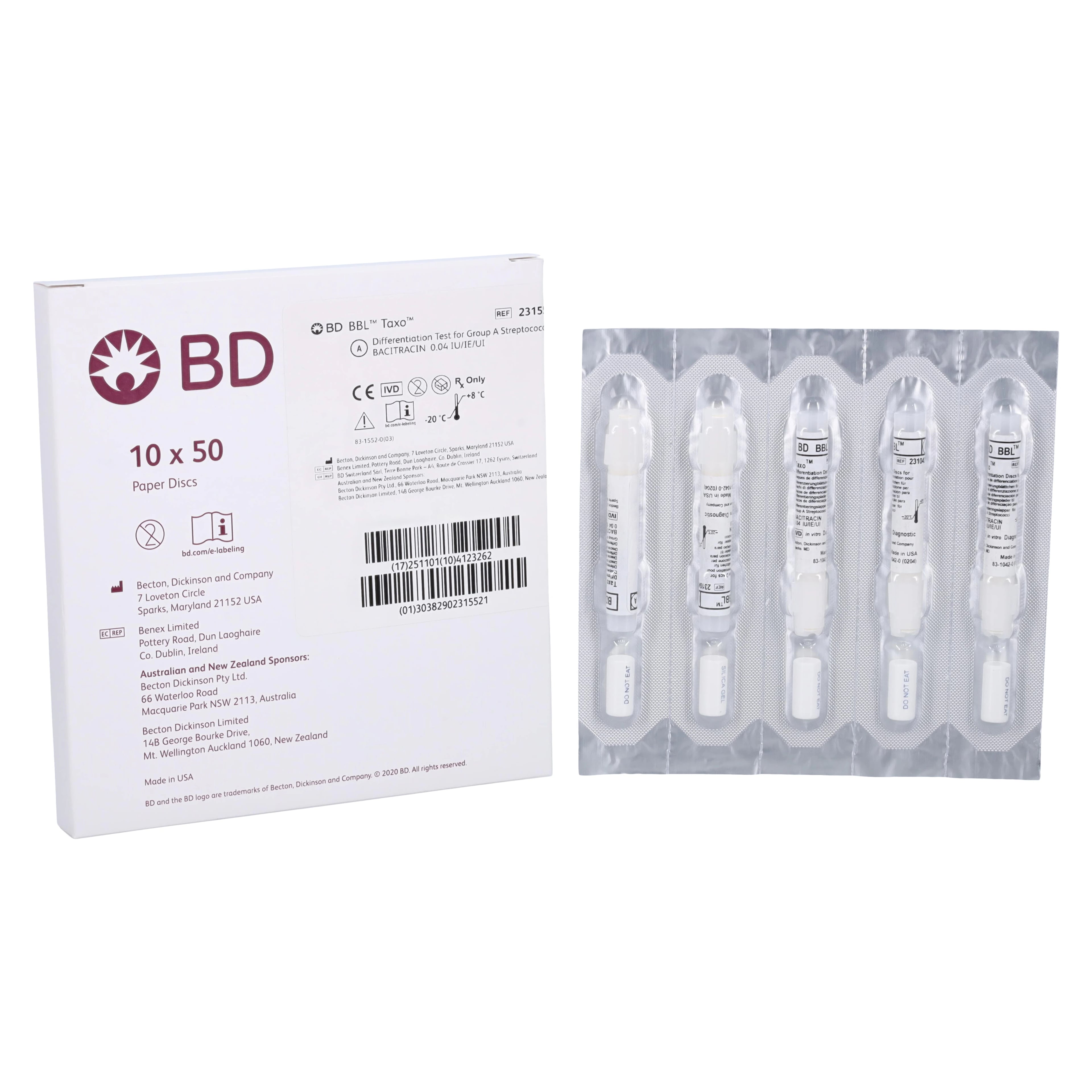 B-D Sensi-Disc Taxo A Discs (Bacitracin) Sensitivity Disks, 500/Box