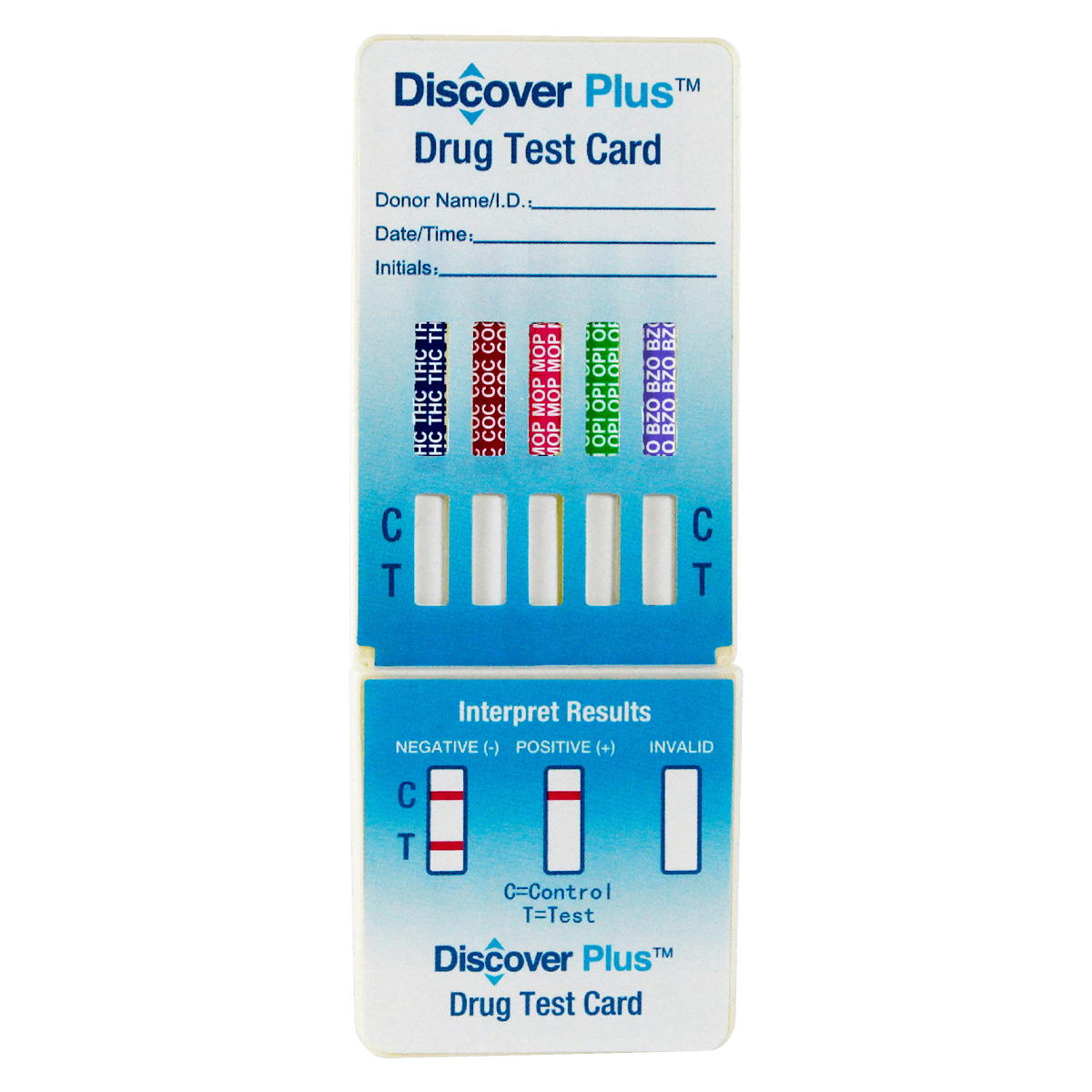 Discover Plus 7-Panel Drug Screen Dip Card Test Kit, CLIA Waived, THC/COC/AMP/MOP/BZO/OXY/BUP, 25/Package