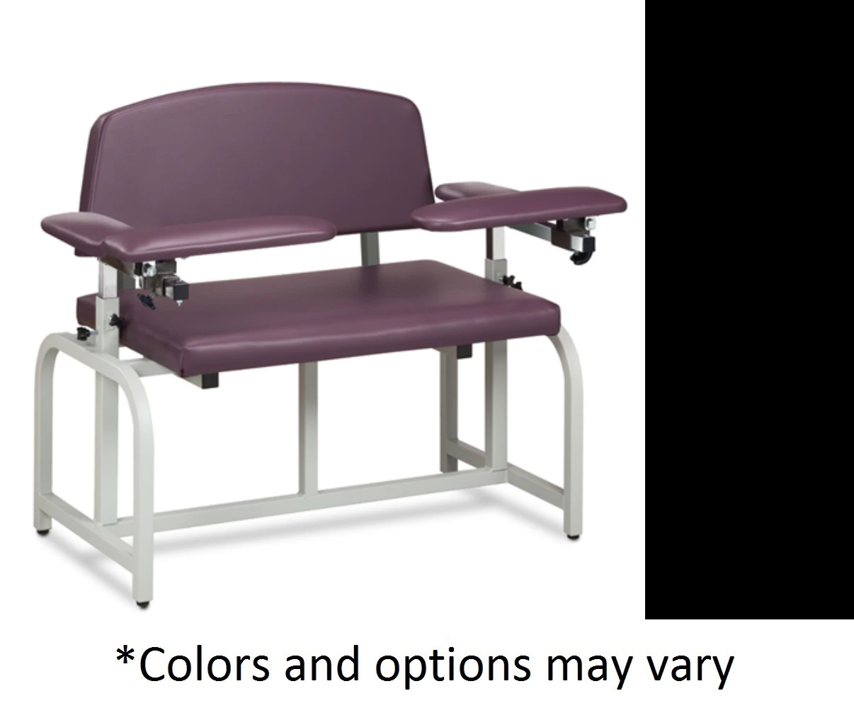 Clinton Industries Lab X Series Bariatric Blood Draw Chair, Black Steel, 700 lb Capacity, Each