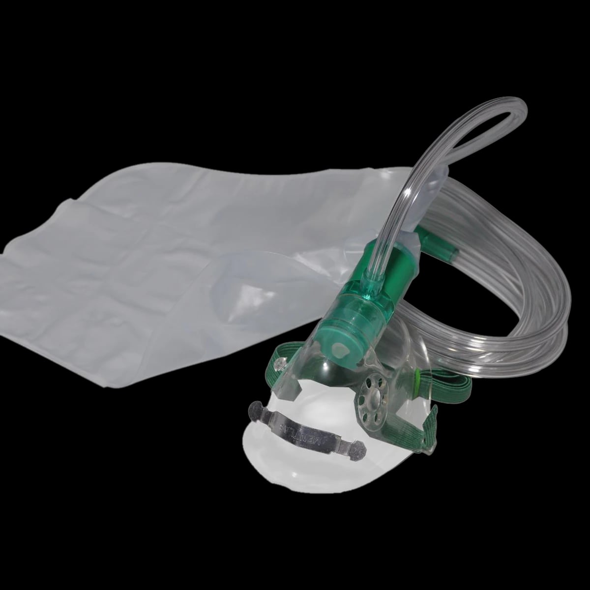 SunMed High Concentration Partial Non-Rebreathing Oxygen Mask, Infant, PVC, Clear/Green 3-Channel Tubing, 7 ft, 50/Case