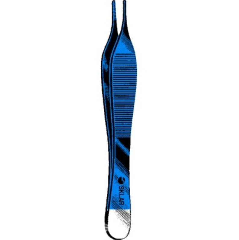 Sklar Blue Adson Dressing/Tissue Forcep, Straight, Serrated, 4-3/4" Stainless Steel, Non-Sterile, Each