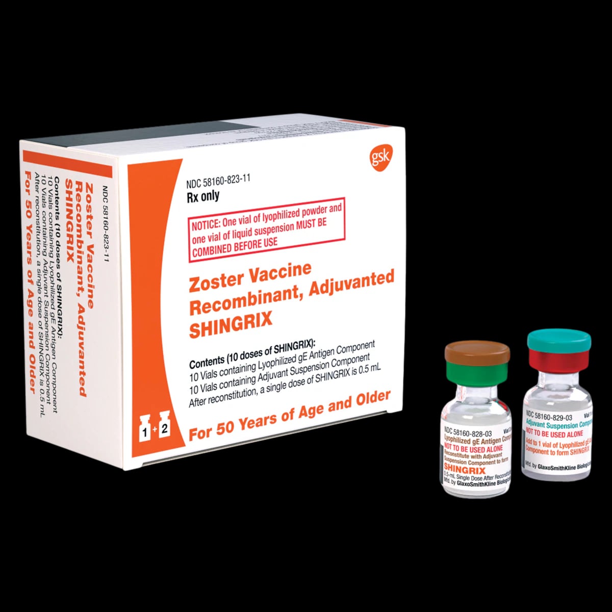 Shingrix Shingles Vaccine, Adult Injectable, 50mcg/0.5mL with Diluent, Single Dose Vial, 10/Package