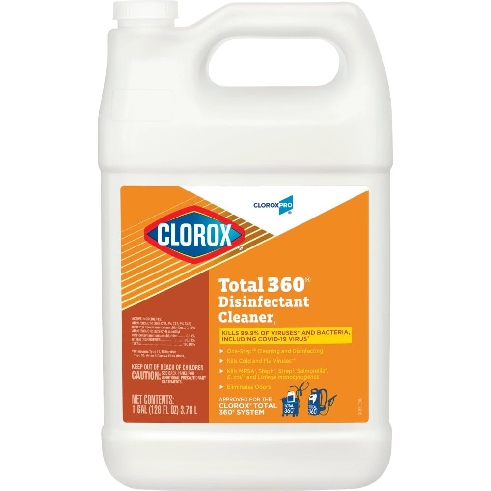 Clorox Pro Total 360 Disinfectant Cleaner, Fragrance Free, 128 oz, 4/Ct