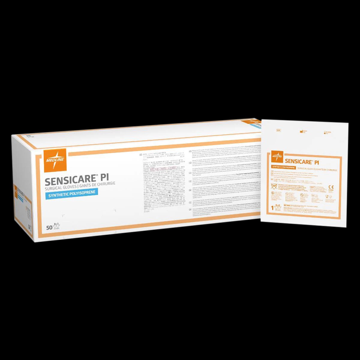 Medline SensiCare Polyisoprene Surgical Gloves, Size 7, Cream, Latex-Free, Powder-Free