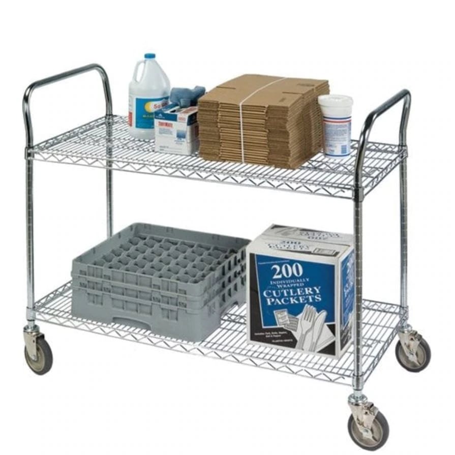 Lakeside Wire Shelf with Brake, 24x60", 4 Swivel Casters