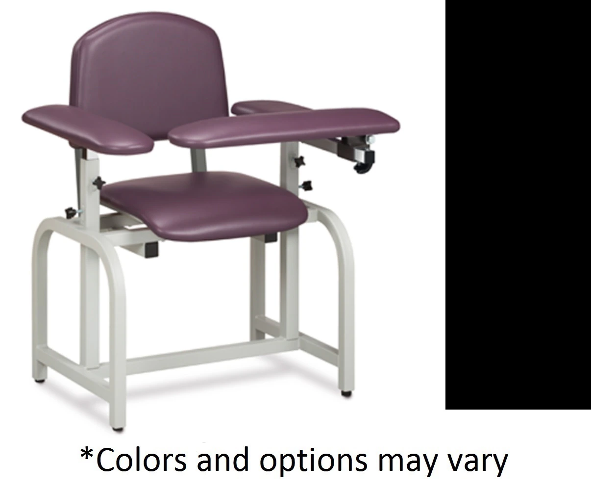 Clinton Industries Lab X Series Blood Draw Chair, Black Padded, 400 lb Capacity
