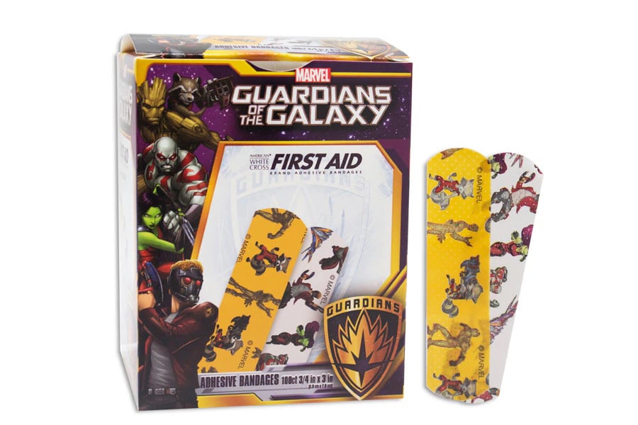 Dukal Stat Strip Adhesive Strip Bandage, Plastic, 3/4" x 3", Guardians of the Galaxy, Sterile, 100/Box