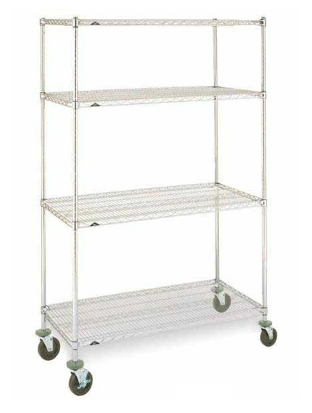 InterMetro Super Erecta Stem Caster Cart, 48" x 21" x 69", (2) Swivel/(2) Brake Rubber Casters