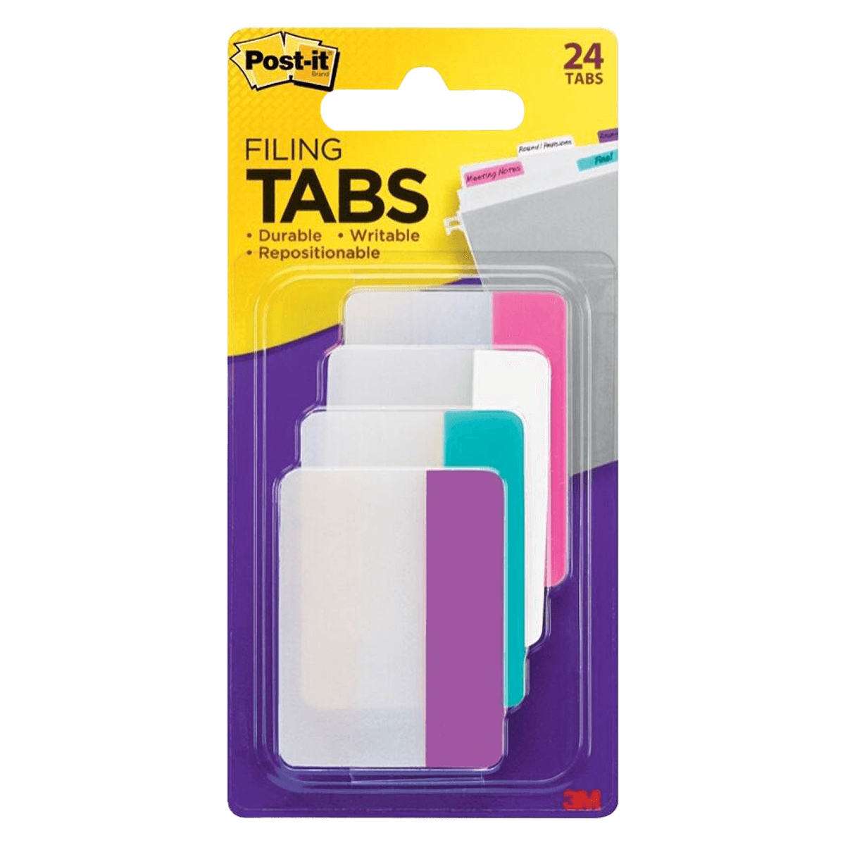 Post-it Filing Tabs, 2" x 1.5", Assorted Colors, 6 Flags/Pad, 24/Package