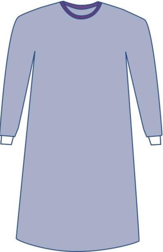 Medline Aurora Disposable Non-Reinforced Surgical Gown, AAMI Level 3, Blue, Hook & Loop Neck, 18/Case