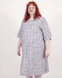 Encompass Group Patient Gown, Adult Unisex, 3X Large, Blue Diamond Print, 55% Cotton / 45% Polyester, 76 in x 47 in, 48/Case
