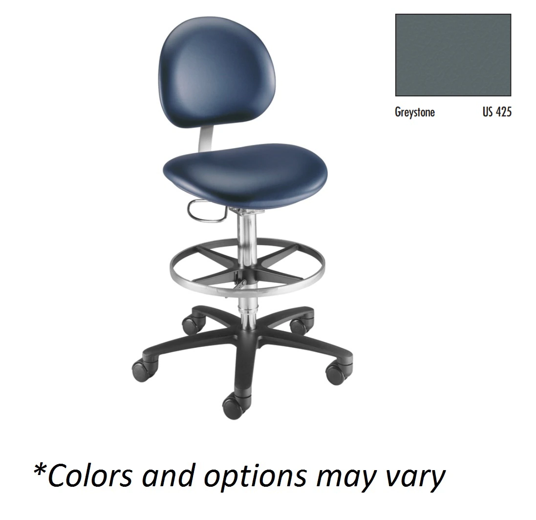 Brewer Millennium Series Laboratory Stool with Back, Graystone, 250 lb Capacity