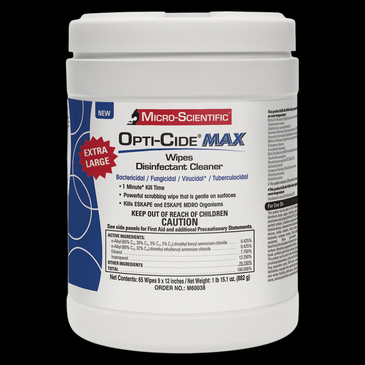 Opti-Cide MAX Disinfectant Wipes, 9 in x 12 in, 12/Case