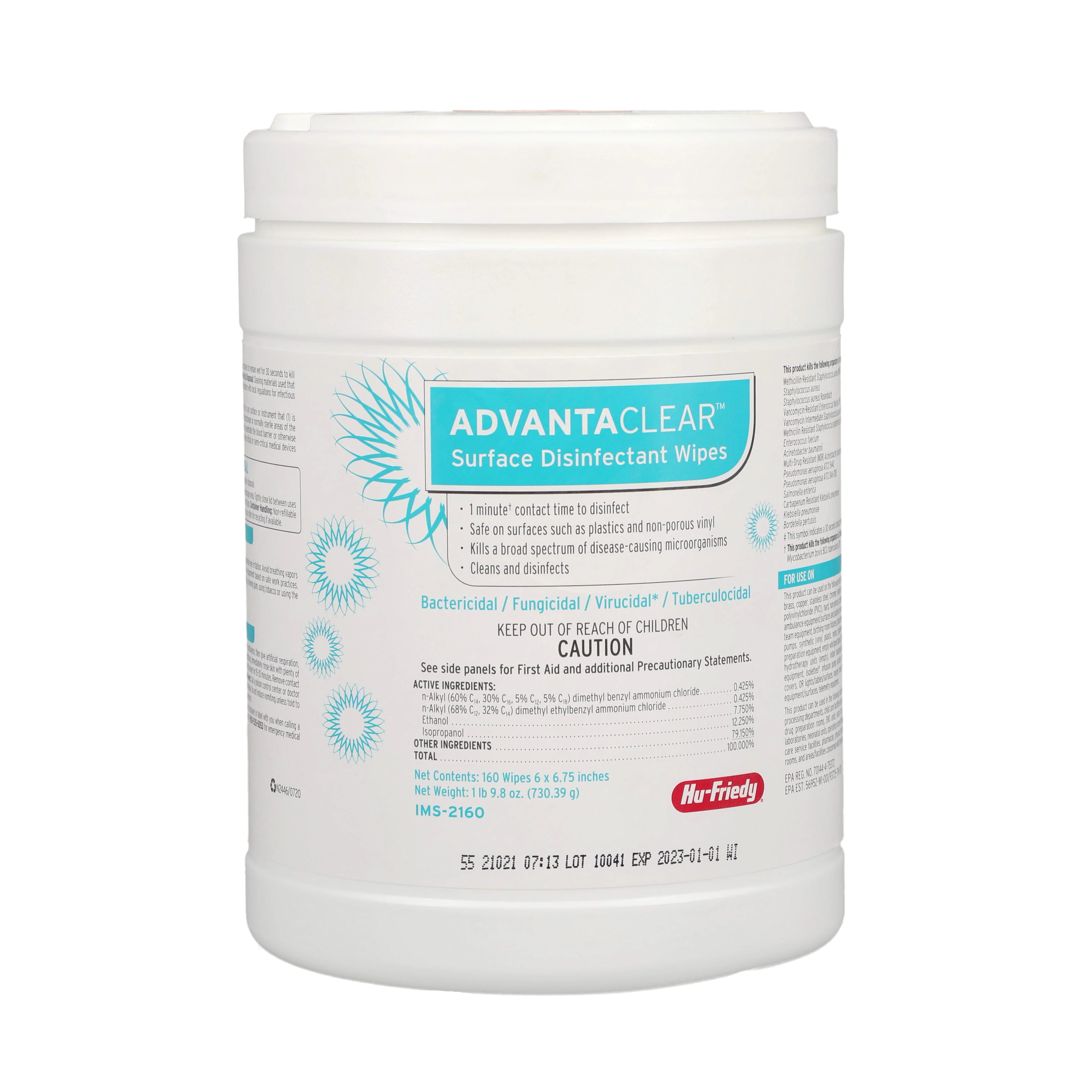 AdvantaClear™ Surface Disinfectant Wipes, 6" x 6.75", 160/Canister, IMS-2160