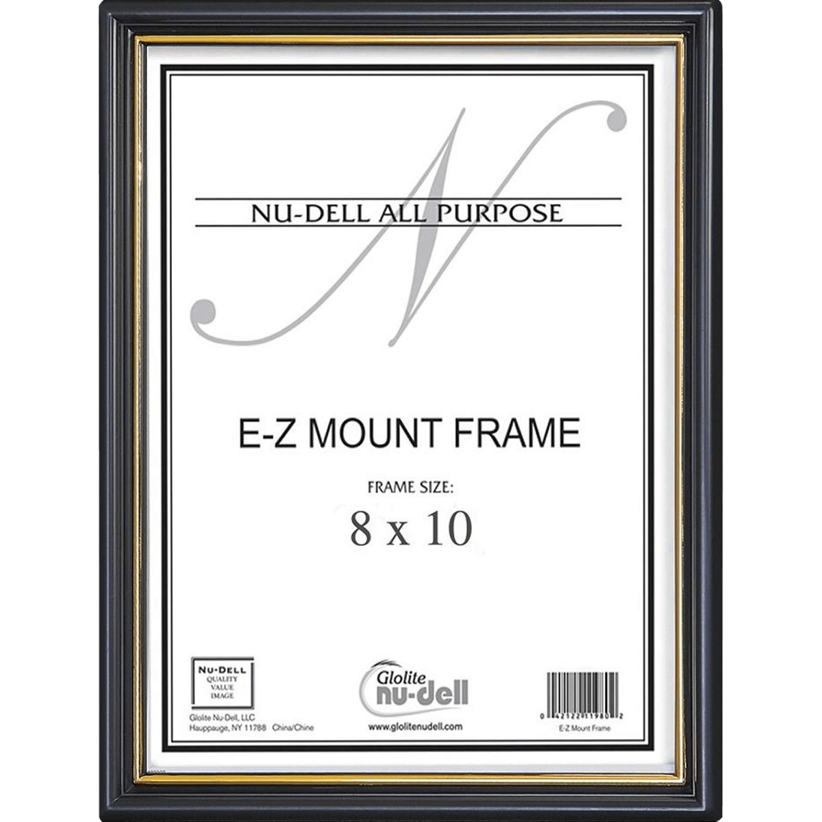 Nu-Dell EZ Mount Black Plastic Wall Frame, Holds 8x10" Insert, Each