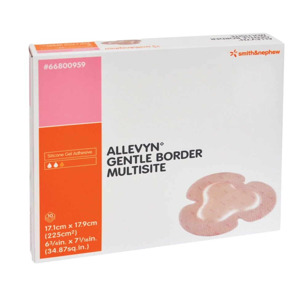 Allevyn Gentle Border Hydrocellular Foam Dressing, Adhesive, 6-3/4 x 7-1/16 in, Sterile