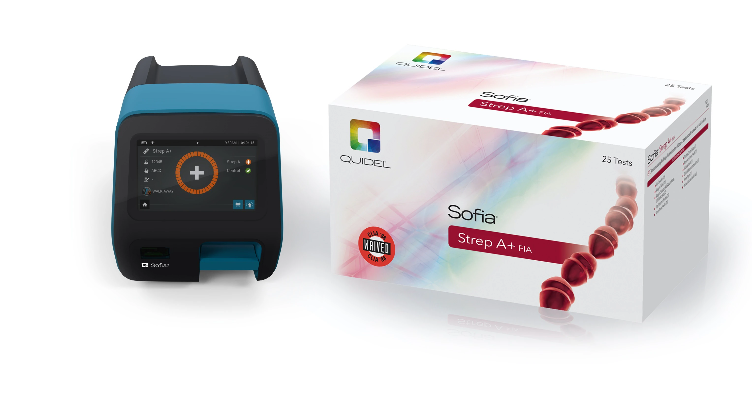 Sofia 2 Strep A+ Starter Kit with Reader, CLIA Waived, Includes 3 Strep A+ Test Kits and Warranty Pack