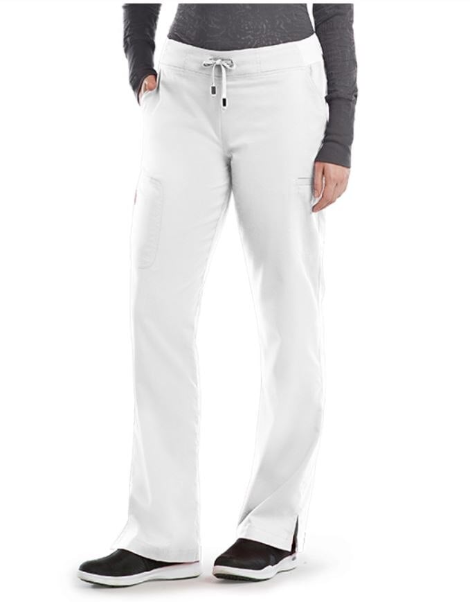 Grey's Anatomy Cargo Pant, Women's, White, X-Small, Modern Fit Straight Leg, 6 Pockets, Style 4277