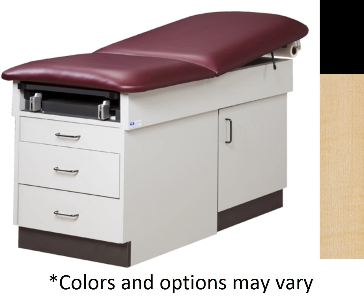 Clinton Industries Family Practice Exam Table, Black, 400 lb Capacity, Maple Base