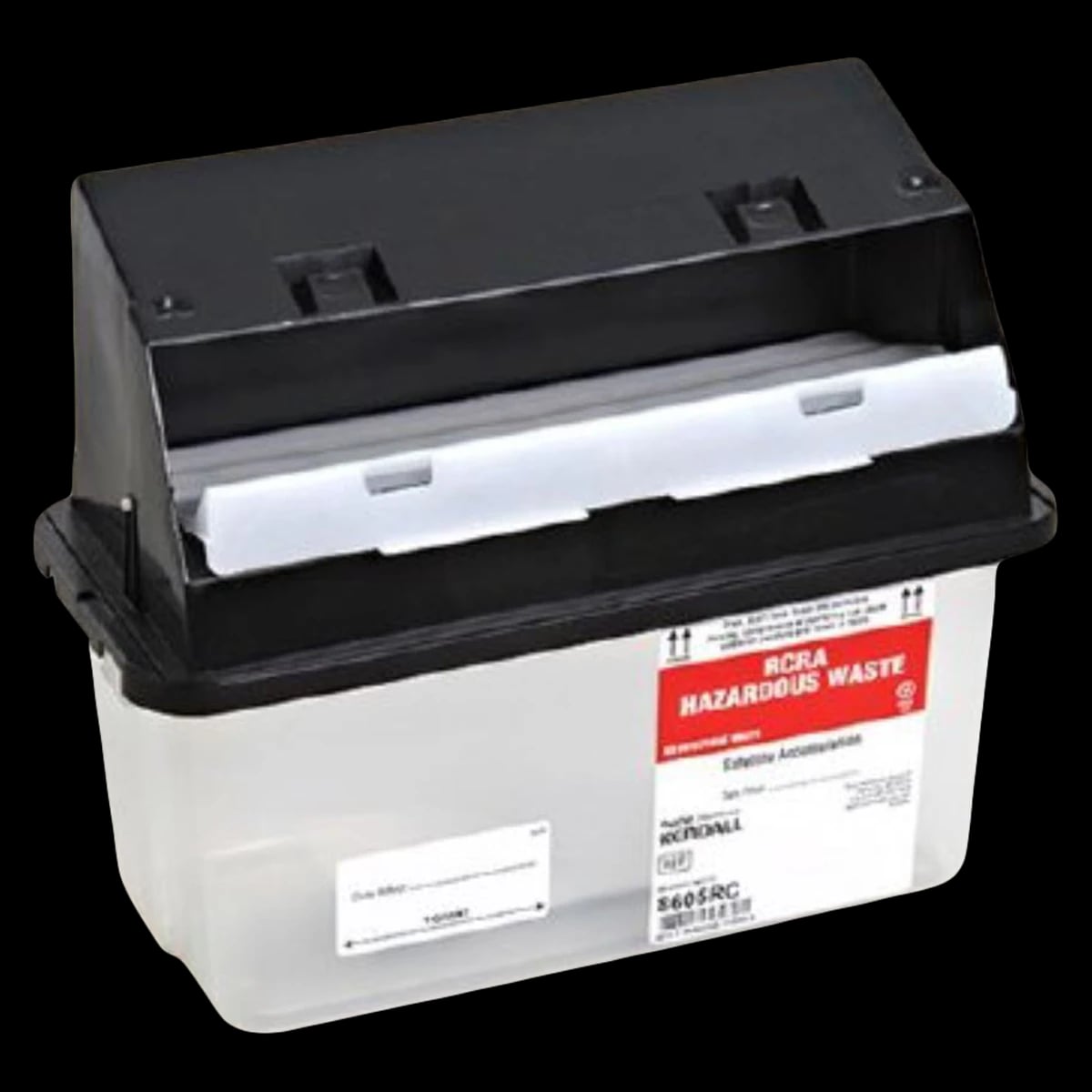 SharpSafety RCRA Hazardous Waste Container, Counterbalance Lid, 5 Quart, Black/Clear, 6x13x11", Case of 14