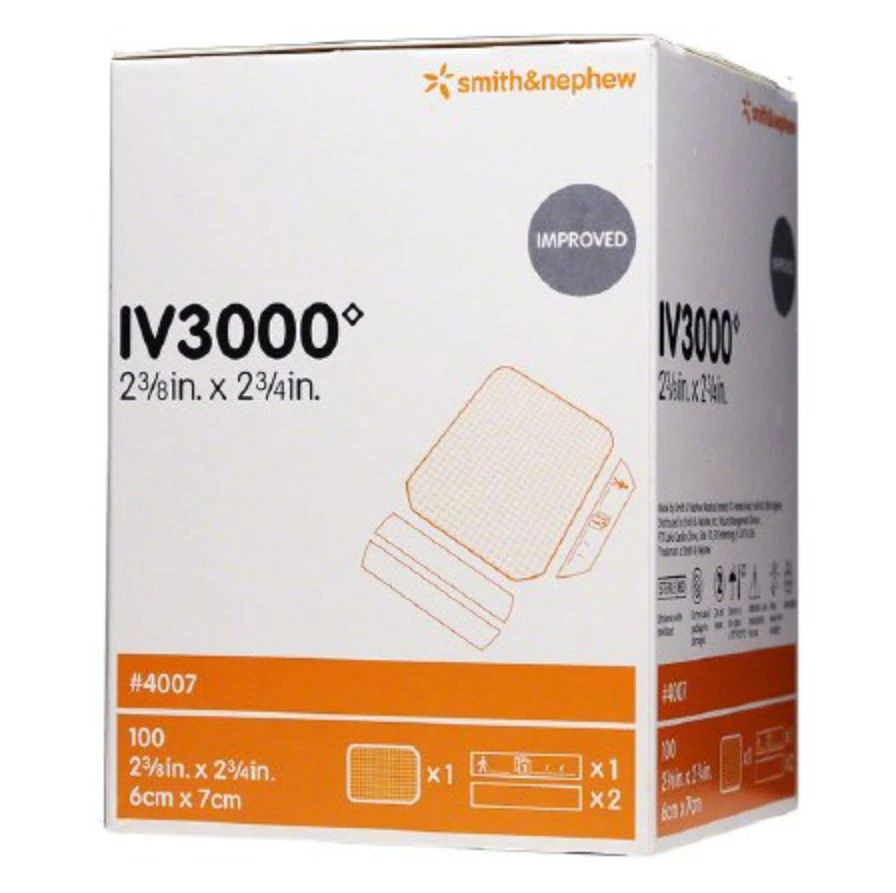 Smith & Nephew IV3000 Peripheral IV Catheter Fixation Dressing, 6x7 cm, Sterile, Transparent, Adhesive