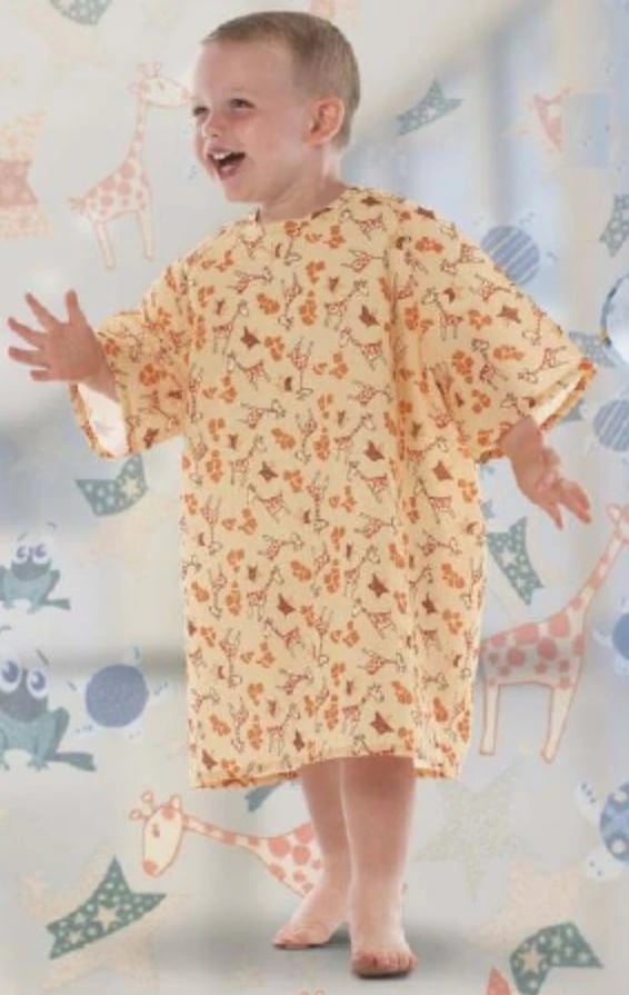 Fashion Seal Pediatric Patient Gown, Unisex, Small, Yellow, 100% Woven Polyester, Each