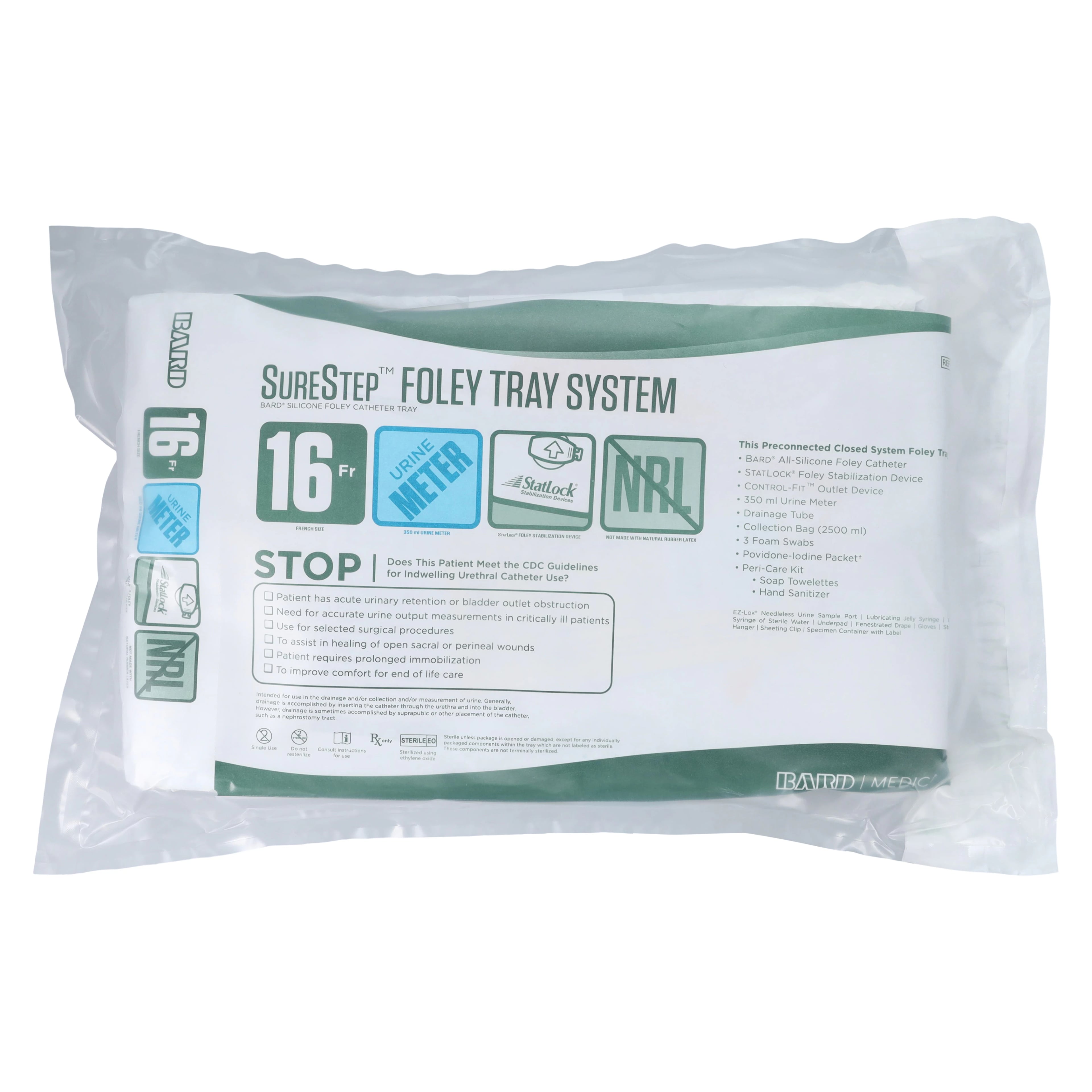 Bard SureStep Silicone Foley Catheter Tray, 16 Fr, 5 mL Balloon