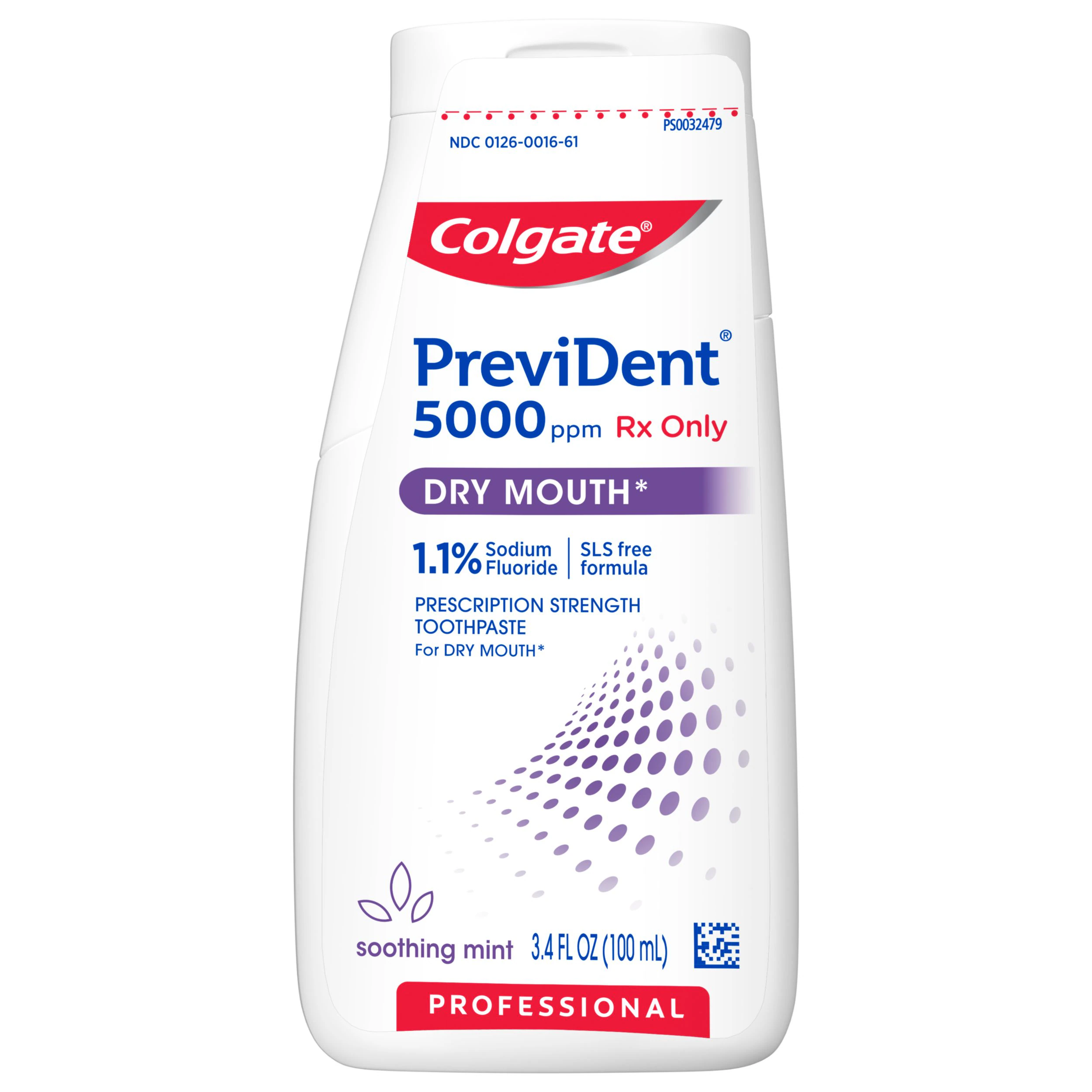 Colgate PreviDent 5000 ppm Dry Mouth Toothpaste, Mint, 1.1% NaF, Liquid Gel, Rx, 3.4 oz/Bottle