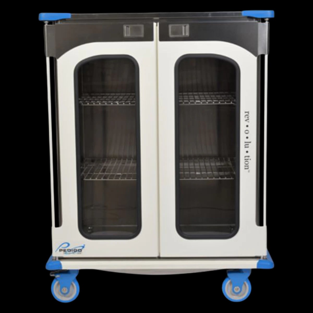 Pedigo Revolution Surgical Case Cart, 2-Door, Stainless Steel, 46-1/4" x 27-1/2" x 59", 6" Casters