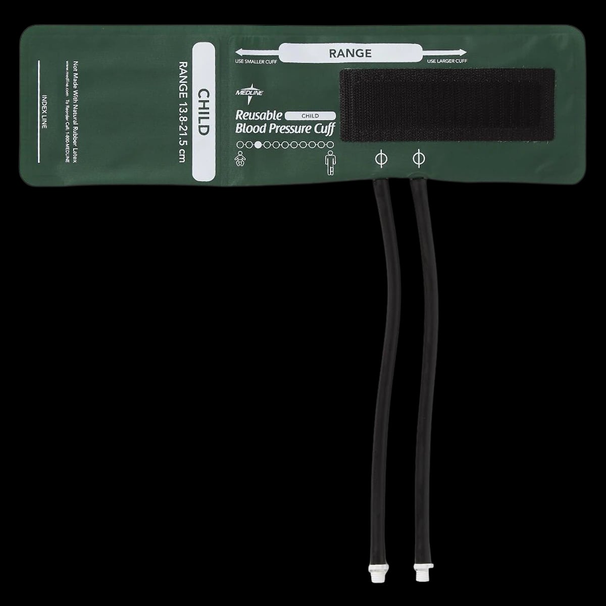 Medline Blood Pressure Cuff, 2-Tube, Child Size 1, Screw Connect, Green, 5/Bag