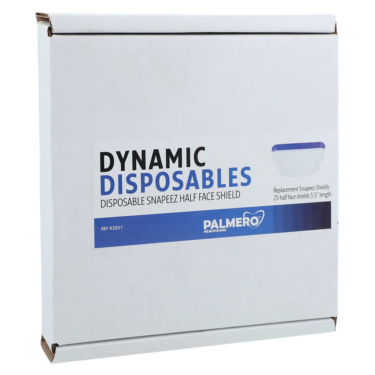Dynamic Disposables® Snapeez™ Half Face Replacement Shield, 5.5", Clear with Blue Elastic Headband, 25/Pkg