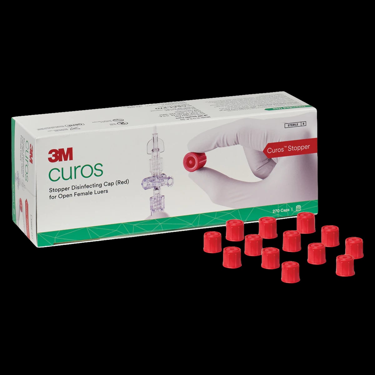 Curos Disinfecting Cap for Open Female Luers with Stopper, Red, Sterile, Single Patient Use, 250/Box, CSA5-250