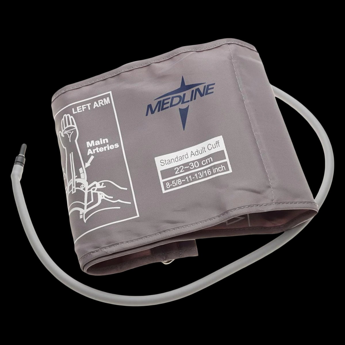 Medline Standard Adult Blood Pressure Cuff with Tube, for MDS3001 Digital Monitor, Gray, Latex-Free