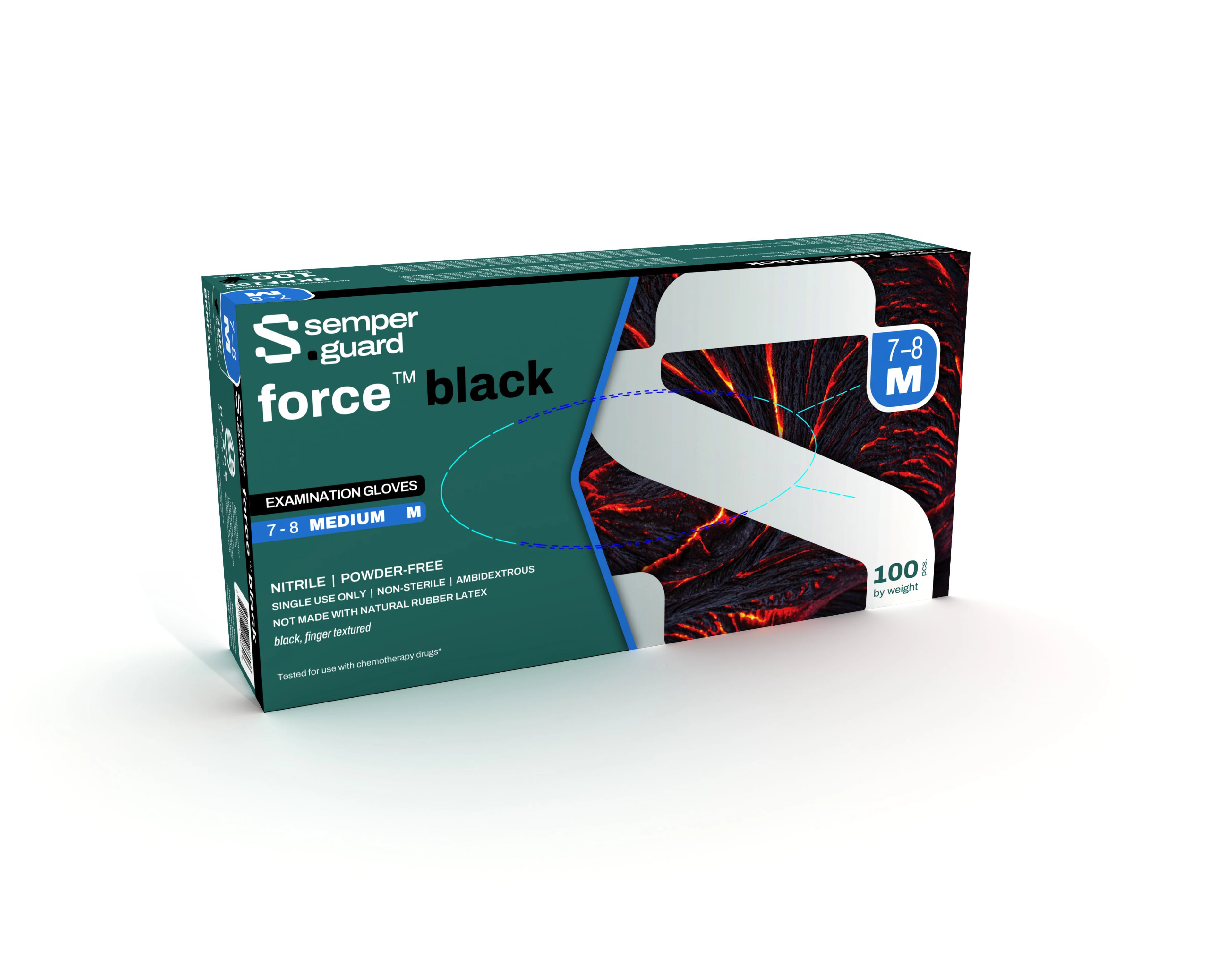 SemperForce® Nitrile Exam Gloves, Powder Free, Non-Sterile, Black, XX-Large (2XL), Textured, 90/Box