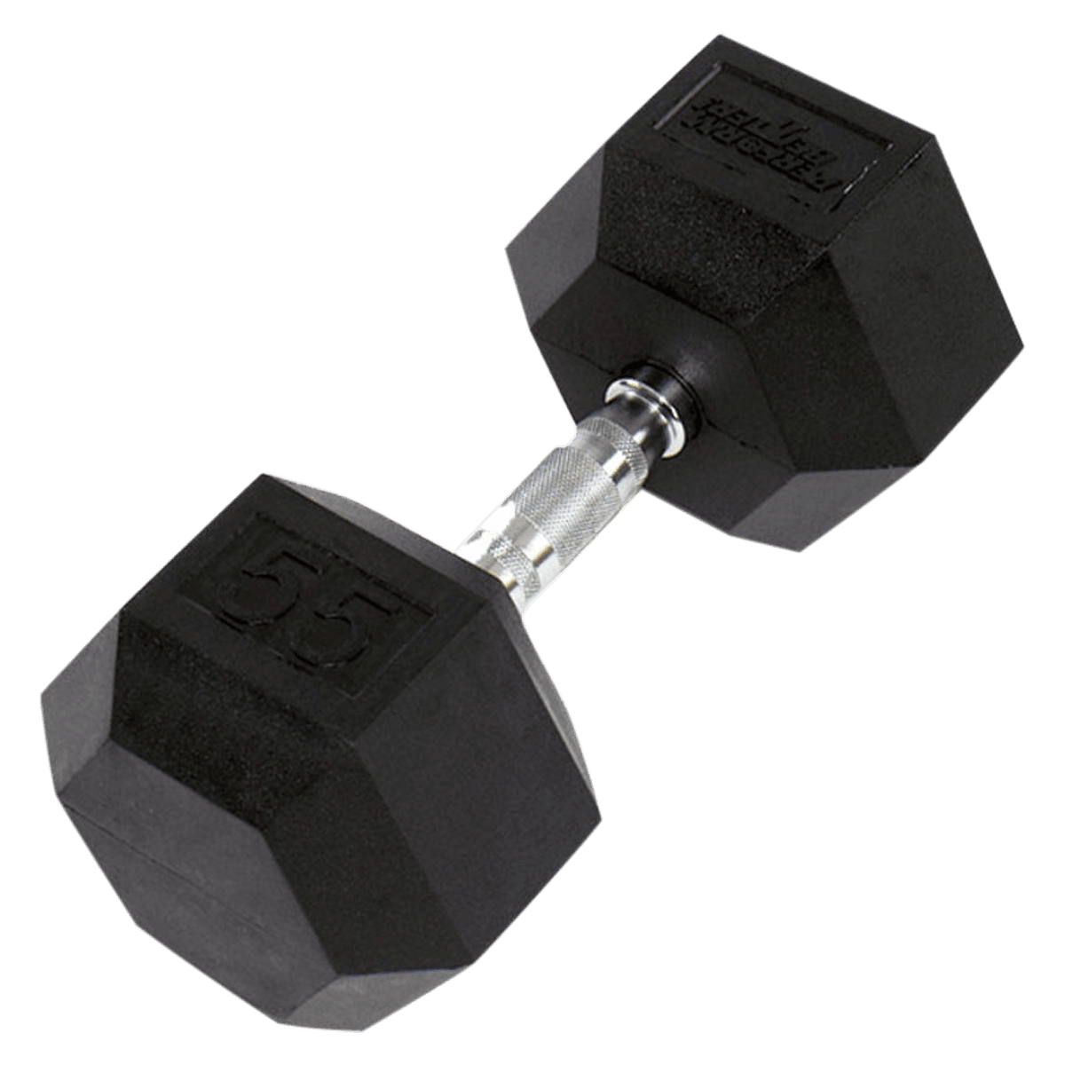 Hex Weight Dumbbell Set, Rubber, Black/Silver, 55-75 lb