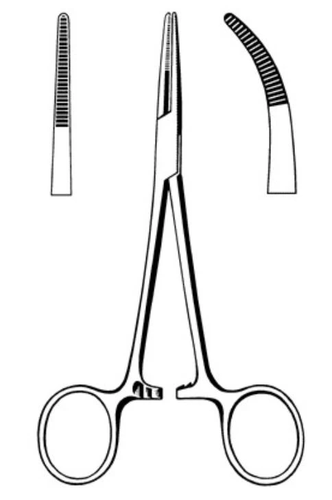 Sklar Kelly Hemostatic Forceps, Curved, Serrated, 5-1/2", Non-Sterile, Disposable, 12/Box